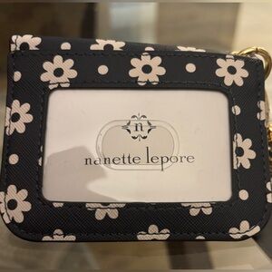 Nanette Lepore Black and Cream Floral Card Holder